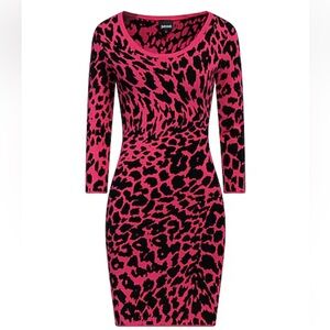 Just Cavalli leopard dress XL pink black new